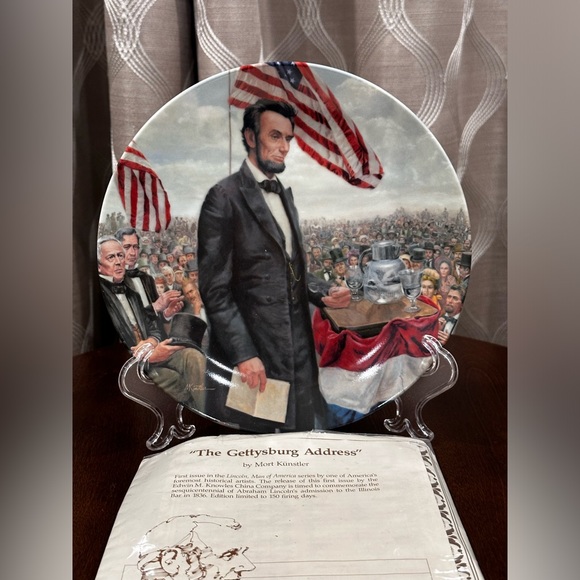 Knowles, "The Gettysburg Address", 1986, Lincoln Man of America Bradex Plate - Picture 5 of 9